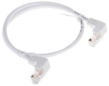 Patchcord Kabel RJ45 UTP Kat.5e Biały 0.5m Kątowy