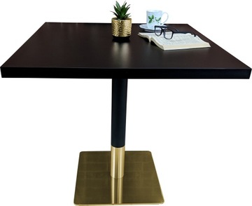 Stół na jednej nodze 80 x 80 czarny złoty glamour