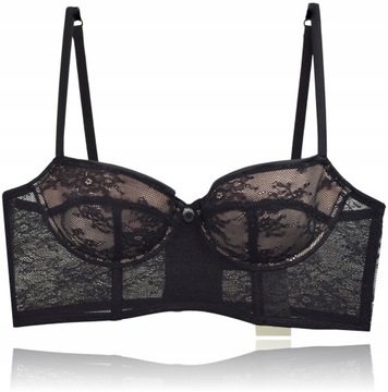 Atlantic biustonosz push up mini gorset czarny francuska koronka 70B