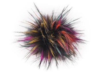 ПОМПОН ДЛЯ ШАПКИ ИЗ ЛИСЬКИ 12СМ, ЧЕРНЫЙ И КРАСНЫЙ