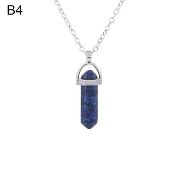 Natural Stone Crystal Necklaces Hexagonal Bullet