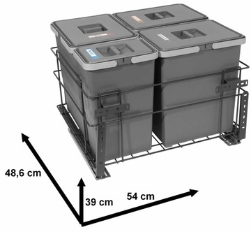 Сортировщик мусора SQUARE 60 с плавным закрыванием 3х18л 1х8л