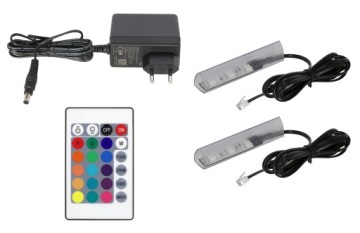 2x klipsy LED RGB do półek szyb klips KOMPLET