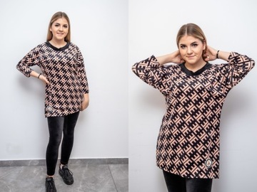 KOMPLET WELUROWY SPODNIE TUNIKA BLUZA WZORY 5XL