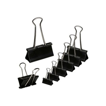 Скрепки для документов 19мм 12шт черные зажимы