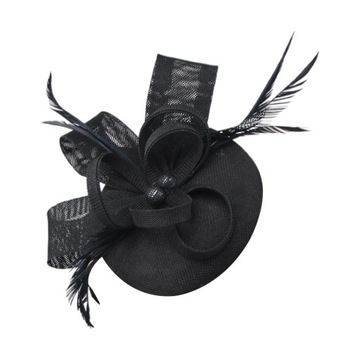 Kapelusz z fascynatorami dla kobiet Opaska na spotkanie przy herbacie Kentucky Derby Wedding Black