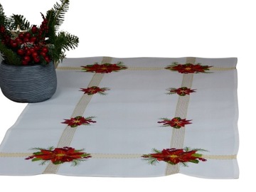 świąteczny bieżnik na ławę 60x120 kremowy PREZENT
