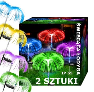 LAMPA SOLARNA OGRODOWA MEDUZA RGB WBIJANA Z CZUJNIKIEM ŚWIATŁOWODOWA 2 szt.