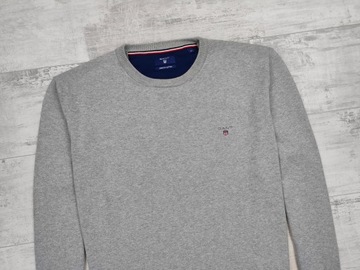 GANT CONTRAST PÁNSKY BAVLNENÝ SVETER CREW NECK SIVÁ veľ. XL