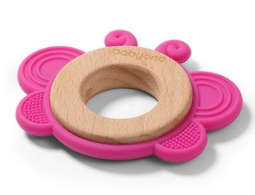 BABYONO Gryzak drewniany silikonowy Butterfly