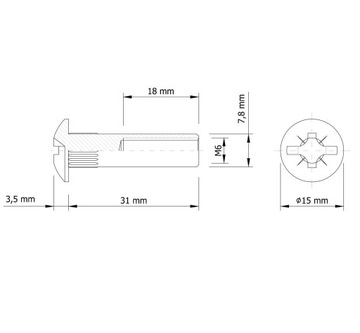 10 мебельных соединителей диаметром 8 мм М6 (30–40 мм) для шкафов