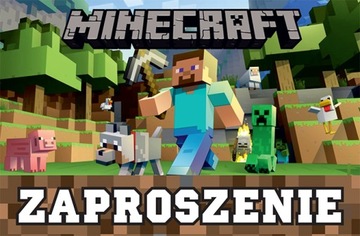 ZAPROSZENIE URODZINOWE MINECRAFT PIKSELE 1szt