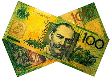 Коллекционная позолоченная банкнота АВСТРАЛИЯ 100 долларов ДЖОН МОНАШ