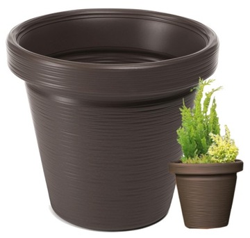 DONICA OSŁONKA OKRĄGŁA 45CM MOKKA BRĄZ OGRODOWA DONICZKA WYSOKA