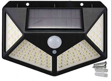 LAMPA SOLARNA KINKIET ŚCIENNY 100LED CZUJNIK RUCHU