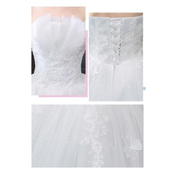 Suknie ślubne dla panny młodej z koronkowym topem na ramiączkach, suknia ślubna z aplikacjami ślubnymi