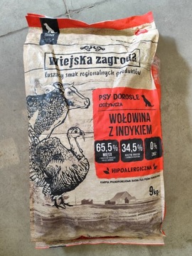 Wiejska Zagroda Karma sucha dla psa WOŁOWINA INDYK WARZYWA Duże rasy L 9kg