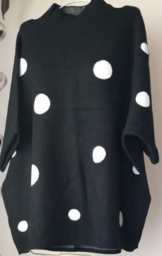 Sweter w grochy czarny S/M - 44/46 z Włoch