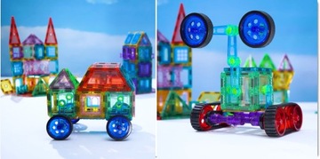 DUŻE KLOCKI MAGNETYCZNE KREATYWNE MAGNETIC TILES 3D ZESTAW 130 EL PREZENT