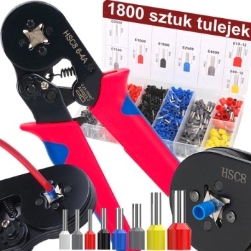 ZACISKARKA DO TULEJEK PRZEWODÓW KABLI PRASKA KONEKTORÓW 1800 SZT 0.25-10mm²