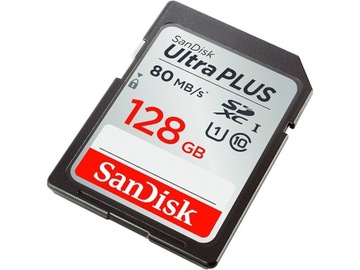 Карта памяти SanDisk Ultra PLUS U1 C10 SDXC 128 ГБ
