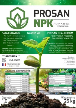Nawóz wieloskładnikowy npk prosan7-12-14 bezchlorkowy trawnik uprawy