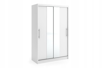 Szafa przesuwna 120cm NIKO2 półki BIAŁA z lustrem