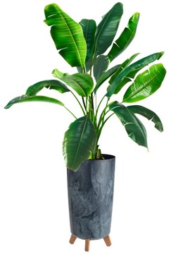 ЦВЕТОЧНЫЙ ГОРШОК НА НОЖКАХ ВЫСОКАЯ САДОВАЯ ПОДСТАВКА ДЛЯ ЦВЕТОВ СТОЯЩАЯ БЕТОННАЯ АНТРАЦИТОВАЯ