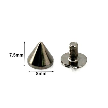 10pcs More Color Brass Bullet Cone Spike Punk Screwback Studs Bag Clothes
