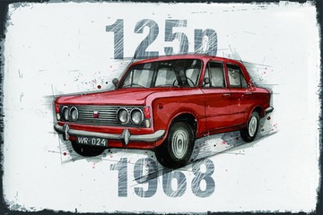 Tablica Ozdobna Blacha Fiat 125p Oldtimer