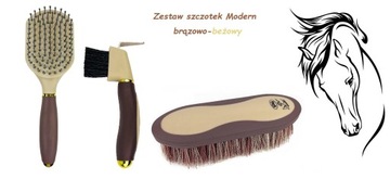 Zestaw dla konia szczotki kopystka Modern brązowy