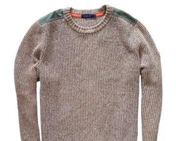 HENRI LLOYD COTTON CREW NECK Gruby Bawełniany Męski Sweter L