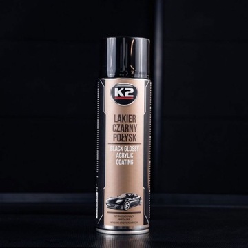 K2 АКРИЛОВЫЙ ЛАК ЧЕРНЫЙ БЛЕСК 500 МЛ СПРЕЙ