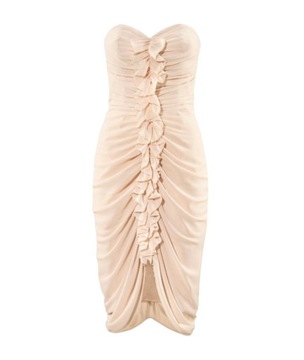H&M Marszczona sukienka bez ramiączek pudrowa 36 S