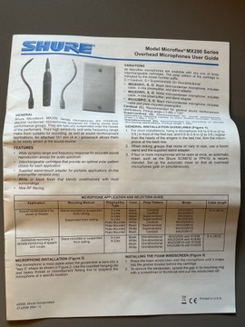 Подвесной микрофон SHURE Microflex MX202B/C