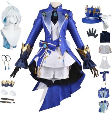 Genshin Impact Biały Furina Cosplay Kostium P