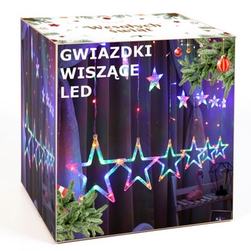 GWIAZDY WISZĄCE LAMPKI CHOINKOWE KURTYNA LED SOPLE