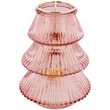 ŚWIECZNIK do PODGRZEWACZY TEALIGHT CHOINKA RÓŻOWY
