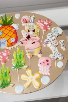 НАБОР украшений для торта МЕГА ГУБКА БОБ 18 шт. Фигурки из сахарных вафель