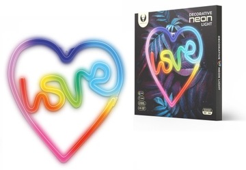 Neon LED DEKORACJA LAMPKA SMART RGB LOVE KOCHAM SERCE USB 5V 2A PILOT