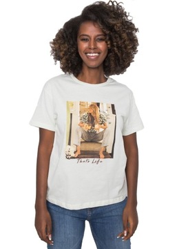 KOSZULKA DAMSKA t-shirt z nadrukiem - L