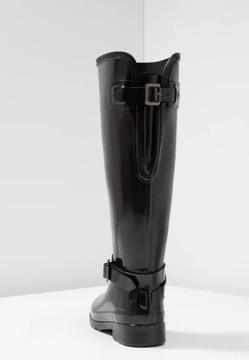 Kalosze damskie HUNTER gumowce wysokie czarne lakierowane r. 38 24 cm