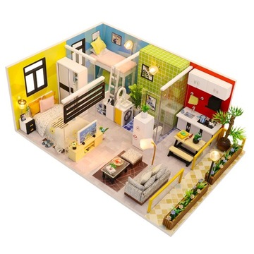 Składany Domek DIY Model Rodzinny LED Puzzle 3D