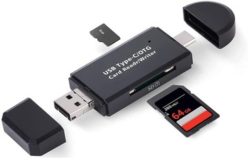 CZYTNIK KART SD MicroSD USB-C MicroUSB TF UNIWERSALNY WIELOFUNKCYJNY 5w1