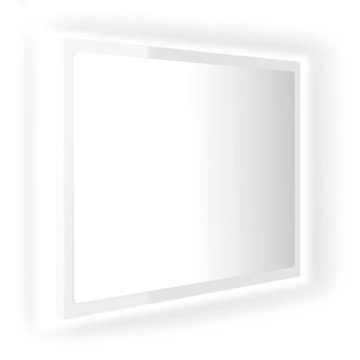 Lustro łazienkowe z LED, białe na wysoki połysk, 6