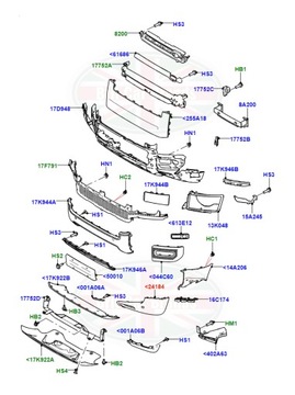LEVÝ VLOŽKY NÁRAZNÍKU LAND ROVER DEFENDER L663 LR129727 L8B217E837DA8LML