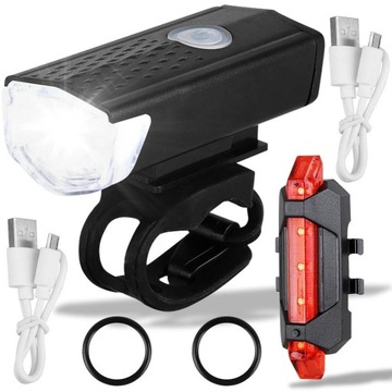 СВЕТОДИОДНАЯ ВЕЛОСИПЕДНАЯ ФОНАРЬ ДЛЯ ВЕЛОСИПЕДА, РУЛЬ, МОЩНАЯ, ПЕРЕЗАРЯЖАЕМАЯ, USB + ЗАДНЯЯ
