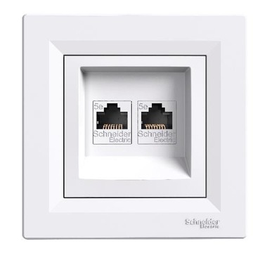 ASFORA Gniazdo komputerowe podwójne RJ45 UTP biały EPH4400121