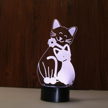 LAMPKA NOCNA 3D LED KOTY PILOT PREZENT