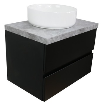 SZAFKA POD UMYWALKĘ CZARNY MAT + BLAT BETON 60 CM